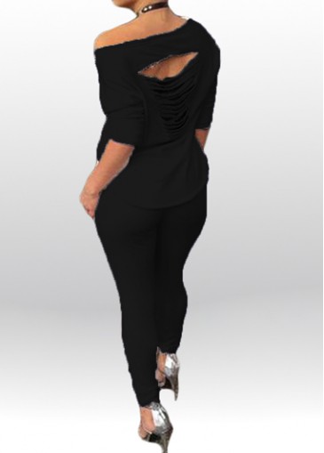 Black Cutout Design Top and Skinny Pants