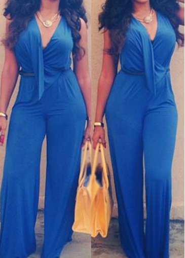 Sleeveless Royal Blue High Waist Jumpsuit