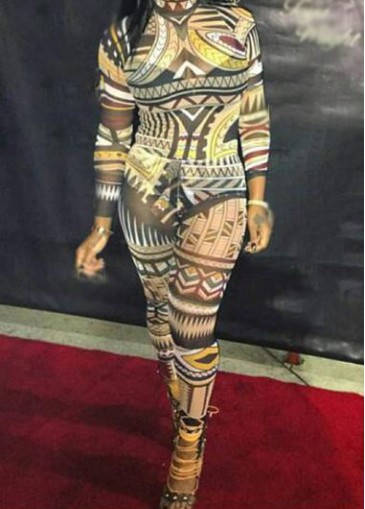 High Neck Printed Ankle Length Jumpsuit
