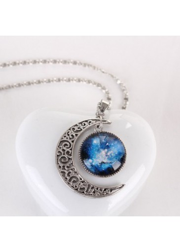 Starry Sky Design Silver Metal Necklace