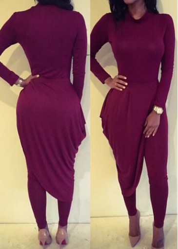 Wine Red Top and Skinny Pants