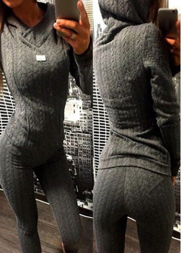 Grey Long Sleeve Hoodie and Skinny Pants