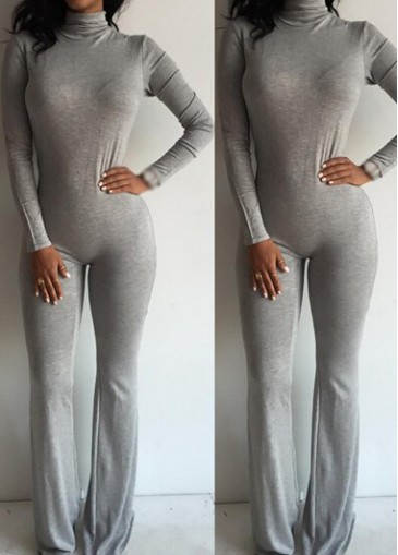 Long Sleeve High Neck Boot Cut Jumpsuit