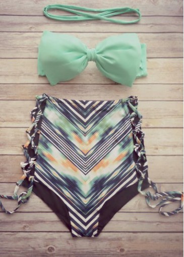 High Waist Printed Two Piece Swimwear