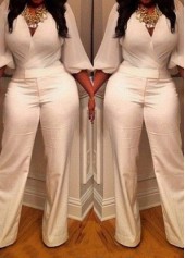 White Lantern Sleeve Ankle Length Jumpsuit