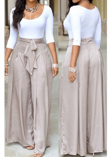 White Top and High Waist Loose Pants