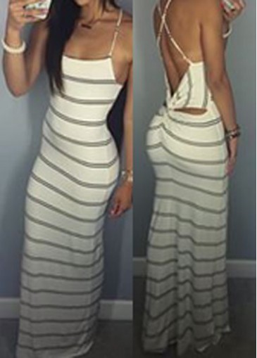Spaghetti Strap Stripe Print Maxi Dress