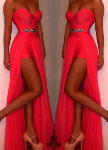 High Waist Slit Design Maxi Dress