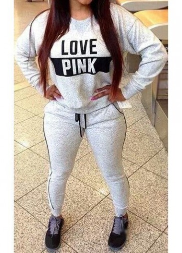 Grey Long Sleeve Sweats and Drawstring Waist Pants