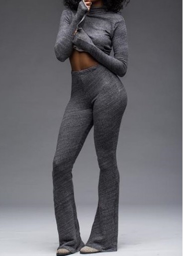Grey High Neck Top and Ankle Length Pants