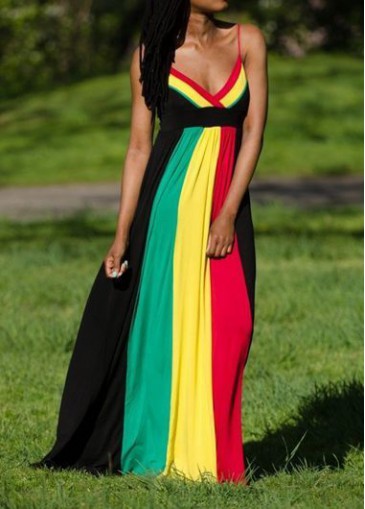 Color Block Open Back Maxi Dress