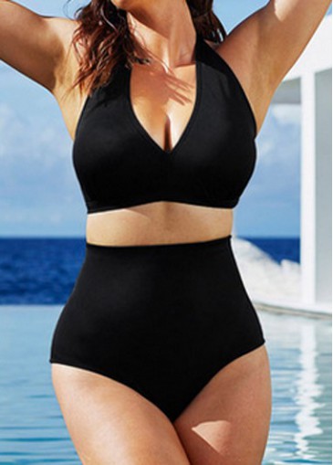 Black Padded Wireless Two Piece Swimwear