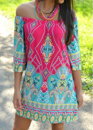 Printed Plus Size Straight Mini Dress