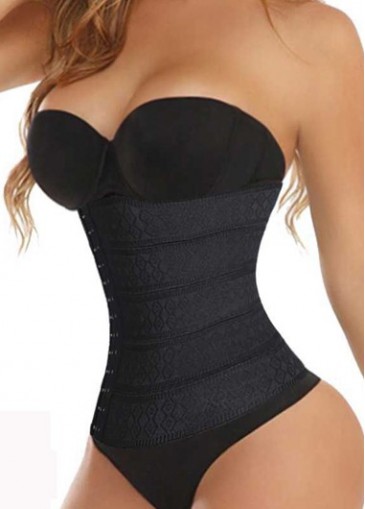 Strapless Solid Black Waist Trainer for Women