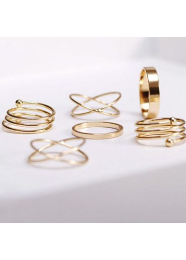 Daily Casual Gold Metal Rings Set