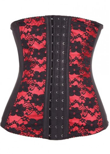 Red Flower Pattern Hidden Clasp Waist Trainer