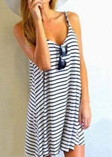 Spaghetti Strap Striped Straight Mini Dress