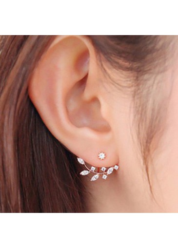 Cutout Design Rhinestone Decorated Metal Earrings