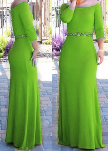 Green Off The Shoulder Maxi dress