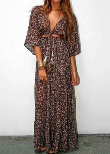 Half Sleeve Printed High Waist Dress