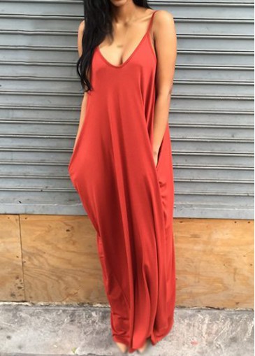 Rust Pocket Decorated Open Back Shift Dress