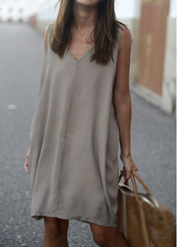 Sleeveless V Neck Asymmetric Hem Dress