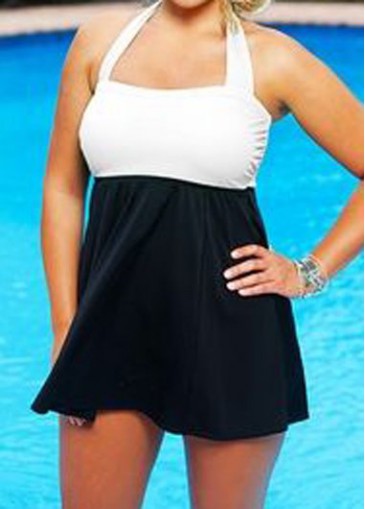 Plus Size White and Black Swimdress