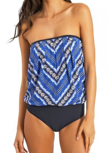 Tribal Print Strapless Two Piece Swimwear
