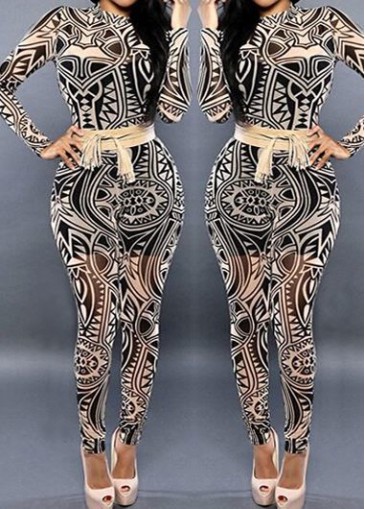 Round Neck Printed Ankle Length Jumpsuit