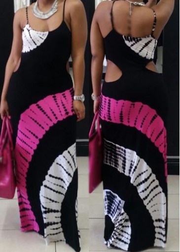 Cutout Waist Open Back Maxi Dress