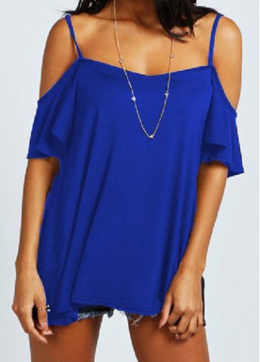 Off the Shoulder Royal Blue Loose Blouse