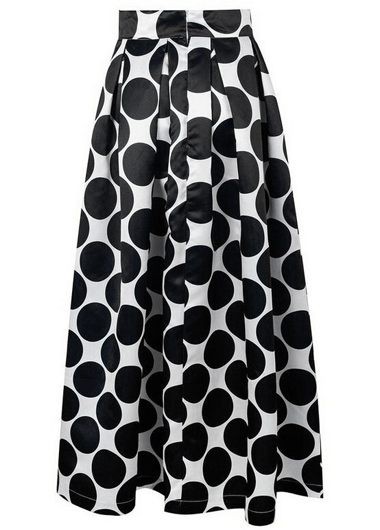 Dot Print Pleated Black Maxi Skirt Dot Print Pleated Black Maxi SkirtSkirts<br><br><br>color: Black<br>size: S,M,L,XL,XXL
