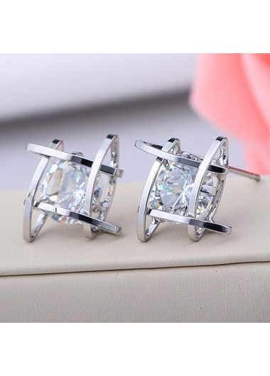 Alluring Woman Sliver Metal Rhinestone Decorated Ear Stud Alluring Woman Sliver Metal Rhinestone Decorated Ear StudEarrings<br><br><br>color: Silver<br>size: One Size
