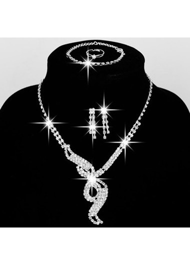 Silver Rhinestone Decorated Metal Necklace Set Silver Rhinestone Decorated Metal Necklace SetNecklaces & Pendants<br><br><br>color: Silver<br>size: One Size