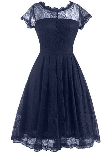 Navy Blue Open Back Lace Skater Dress Navy Blue Open Back Lace Skater DressVintage Dresses<br><br><br>color: Navy blue<br>size: S,M,L,XL,XXL