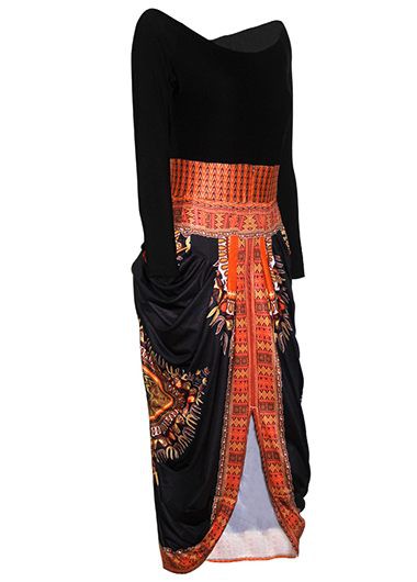 Round Neck High Low Dashiki Print Dress Round Neck High Low Dashiki Print DressPrint Dresses<br><br><br>color: Black<br>size: S,M,L,XL