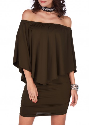 Army Green Off the Shoulder Mini Dress Army Green Off the Shoulder Mini DressCasual Dresses<br><br><br>color: Army Green<br>size: S,M,L,XL,XXL,XXXL