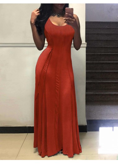Round Neck Sleeveless Pleated Maxi Dress Round Neck Sleeveless Pleated Maxi DressMaxi Dresses<br><br><br>color: Red<br>size: S,M,L,XL,XXL,XXXL