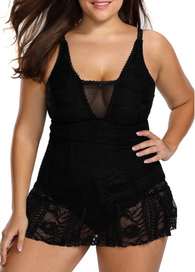 Open Back Lace Patchwork Black Swimdress Open Back Lace Patchwork Black SwimdressSwimwear<br><br><br>color: Black<br>size: L,XL,XXL,XXXL