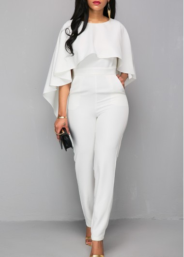 Pocket Design White Open Back Jumpsuit Pocket Design White Open Back JumpsuitJumpsuits & Rompers<br><br><br>color: White<br>size: M,L,XL,XXL