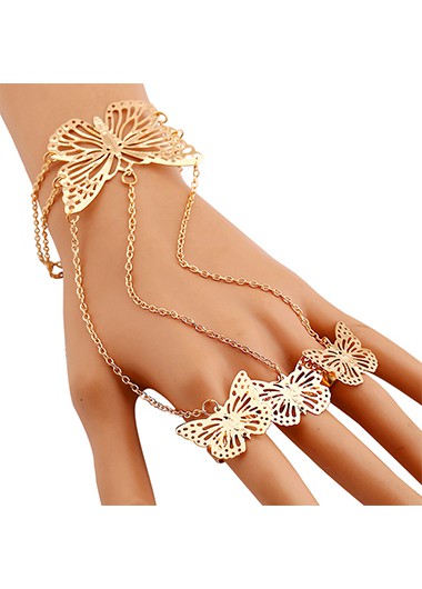 Metal Detail Butterfly Design Gold Bracelet