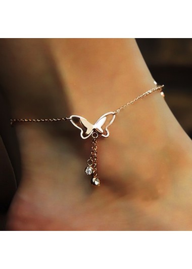 Rhinestone Detail Butterfly Deaign Hollow Out Anklet