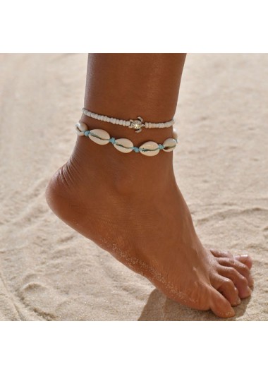 Metal Detail Shell Design Beads Anklets