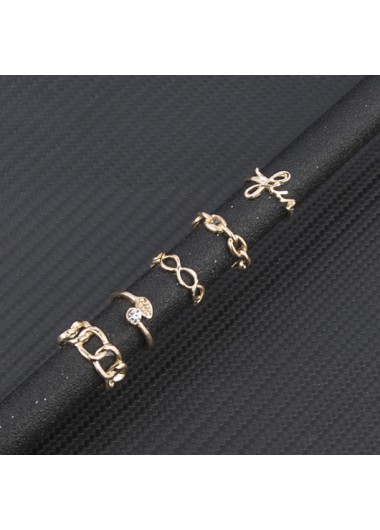 Metal Detail Gold Chain Design Rings