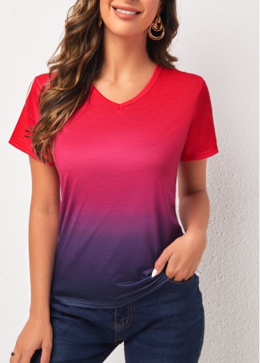 Ombre Multi Color Short Sleeve T Shirt