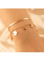 Metal Detail Gold Star Design Bracelet Set