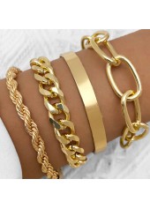 Metal Detail Gold Chain Design Bracelet Set