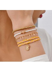 Glass Detail Gold Pearl Design Bracelet Set