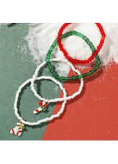Round Christmas Design Multi Color Bracelet Set