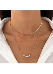 Layered Design Metal Detail Asymmetrical Gold Necklace